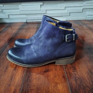 JAFA Leather Ankle Boots Sz 40 US 9 Women Purple Booties Distressed Side Zip